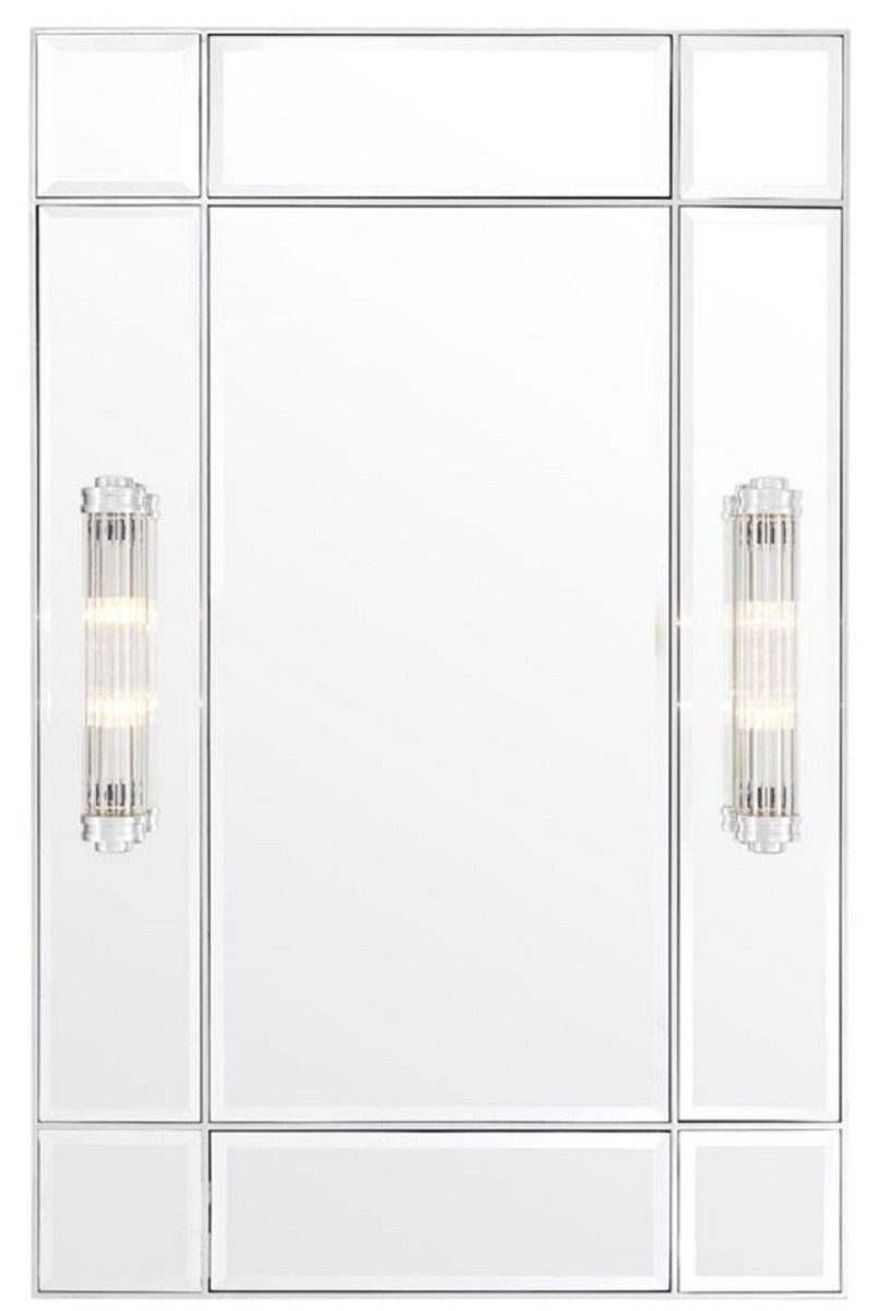 Casa Padrino Wandspiegel Luxus Wandspiegel mit Licht Silber 90 x 13 x H. 140 cm - Luxus Qualität