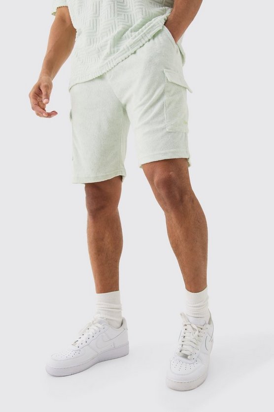 Lockere Homme Frottee Cargo-Shorts