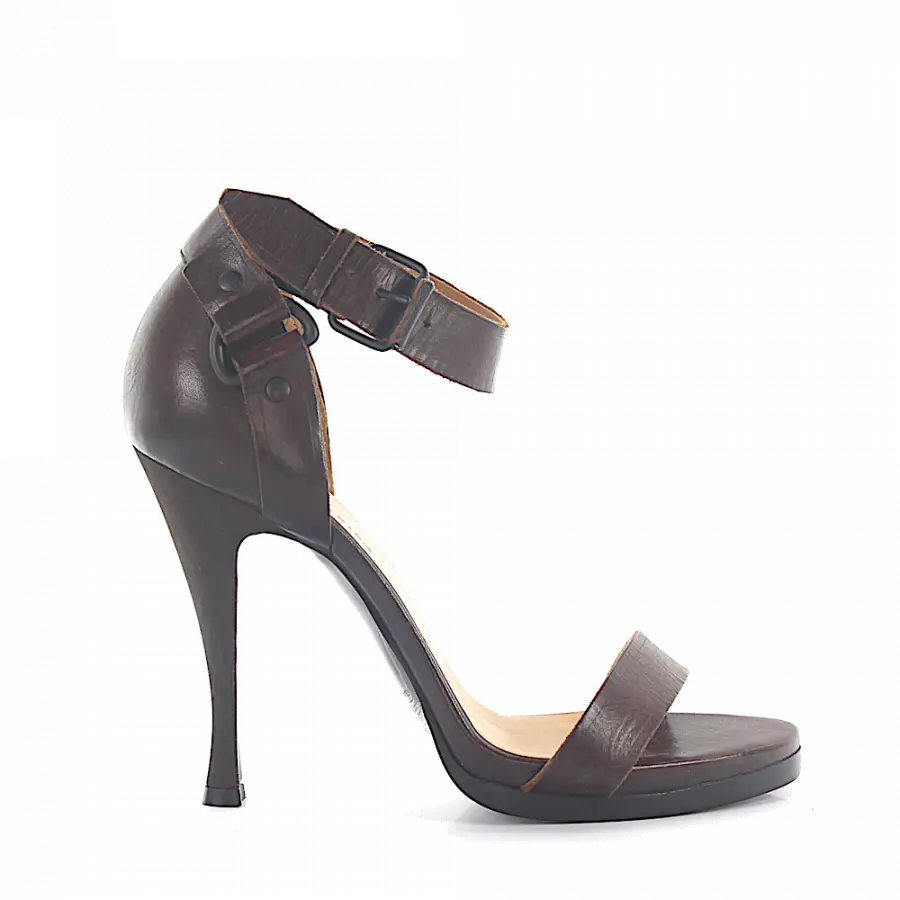 Balenciaga - Plateausandalen Glattleder Kalbsleder Zierriemen braun - braun