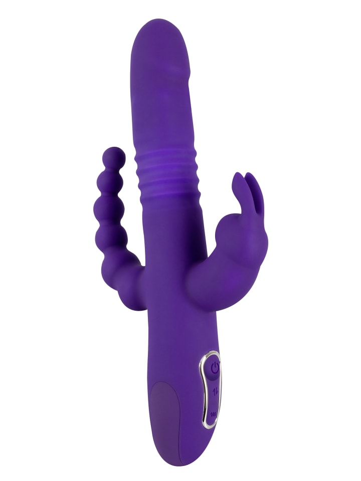 Sweet Smile Vib mit Stoßfunktion und Klitorisreizer Thrusting Pearl Triple in lila günstig kaufen 26 cm