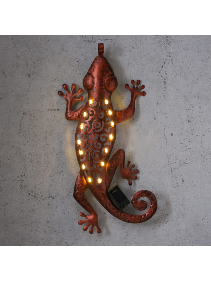 MARELIDA LED Solar Wanddekoration GECKO in braun - H: 46cm günstig kaufen onesize