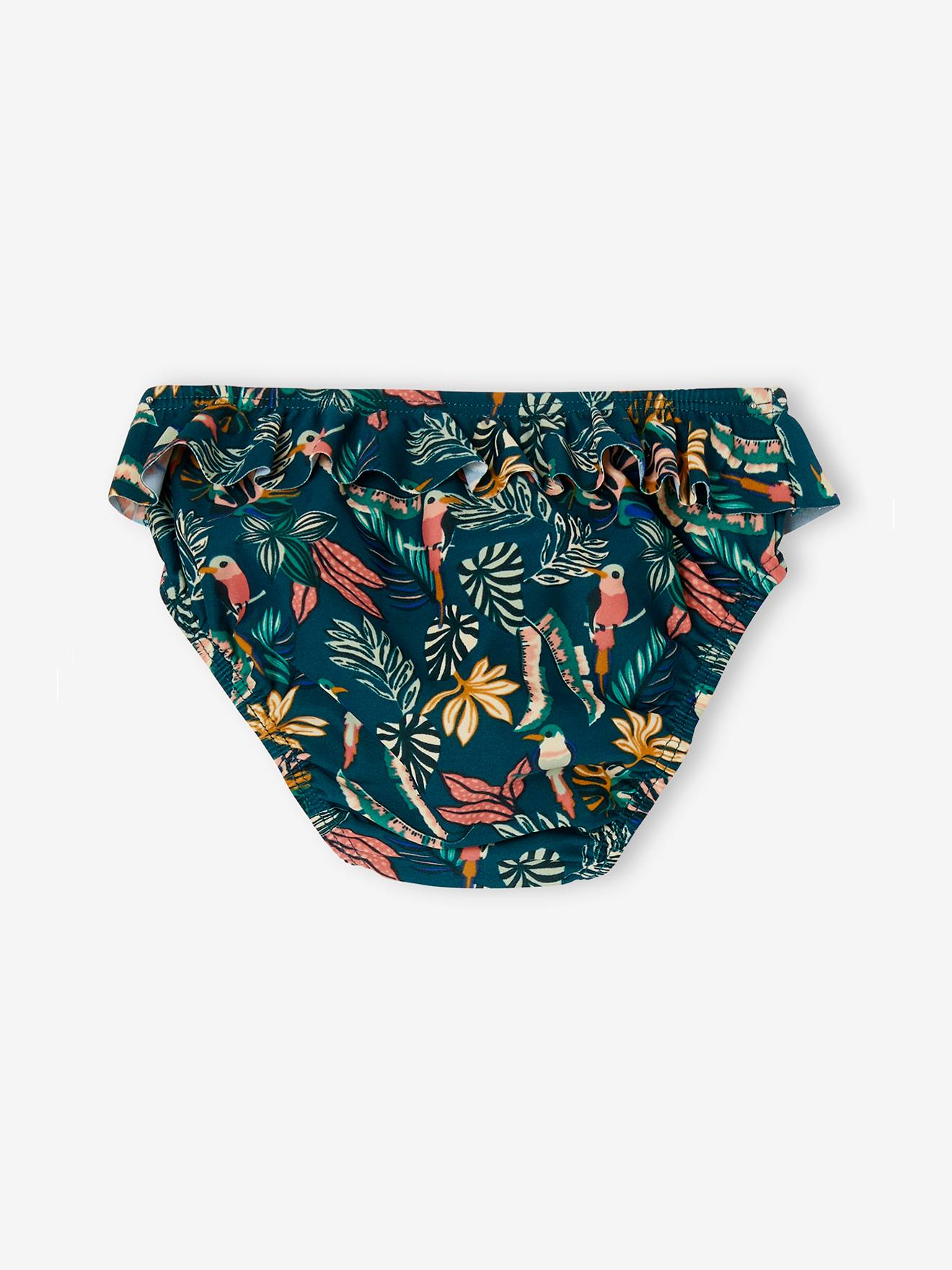 Vertbaudet Mädchen Baby Badehose, Capsule Collection JUNGLE Oeko-Tex - dunkelgrün bedruckt