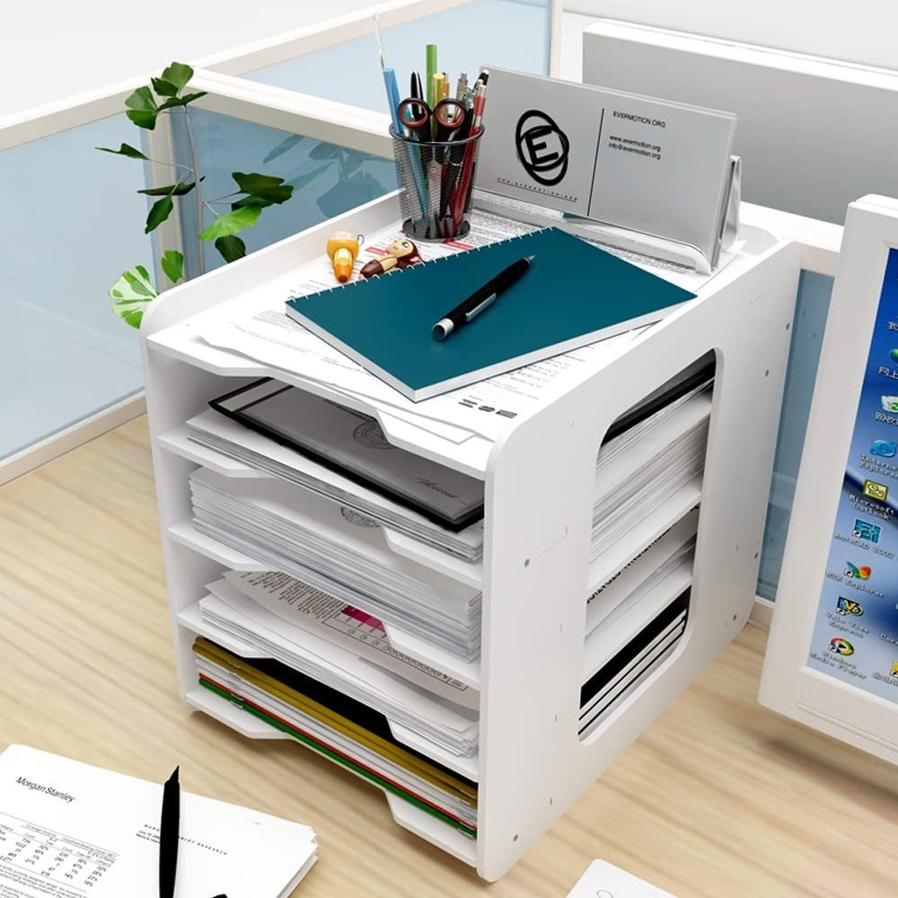 Sarfly Aktenregal Ablagefächer Schreibtisch Briefablage Stapelbar Papierablagen, 1-tlg.