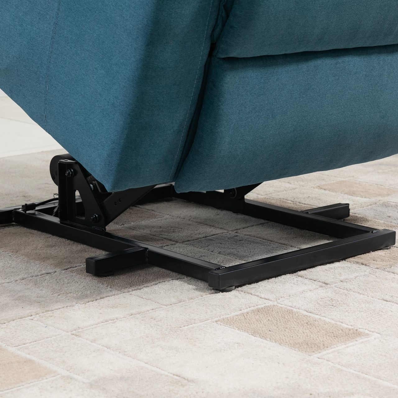 HOMCOM elektrischer Aufstehsessel Sessel mit Aufstehhilfe für Senior Relaxsessel Fernsehsessel Liegefunktion Leinen-Touch Blau 83 x 89 x 102 cm
