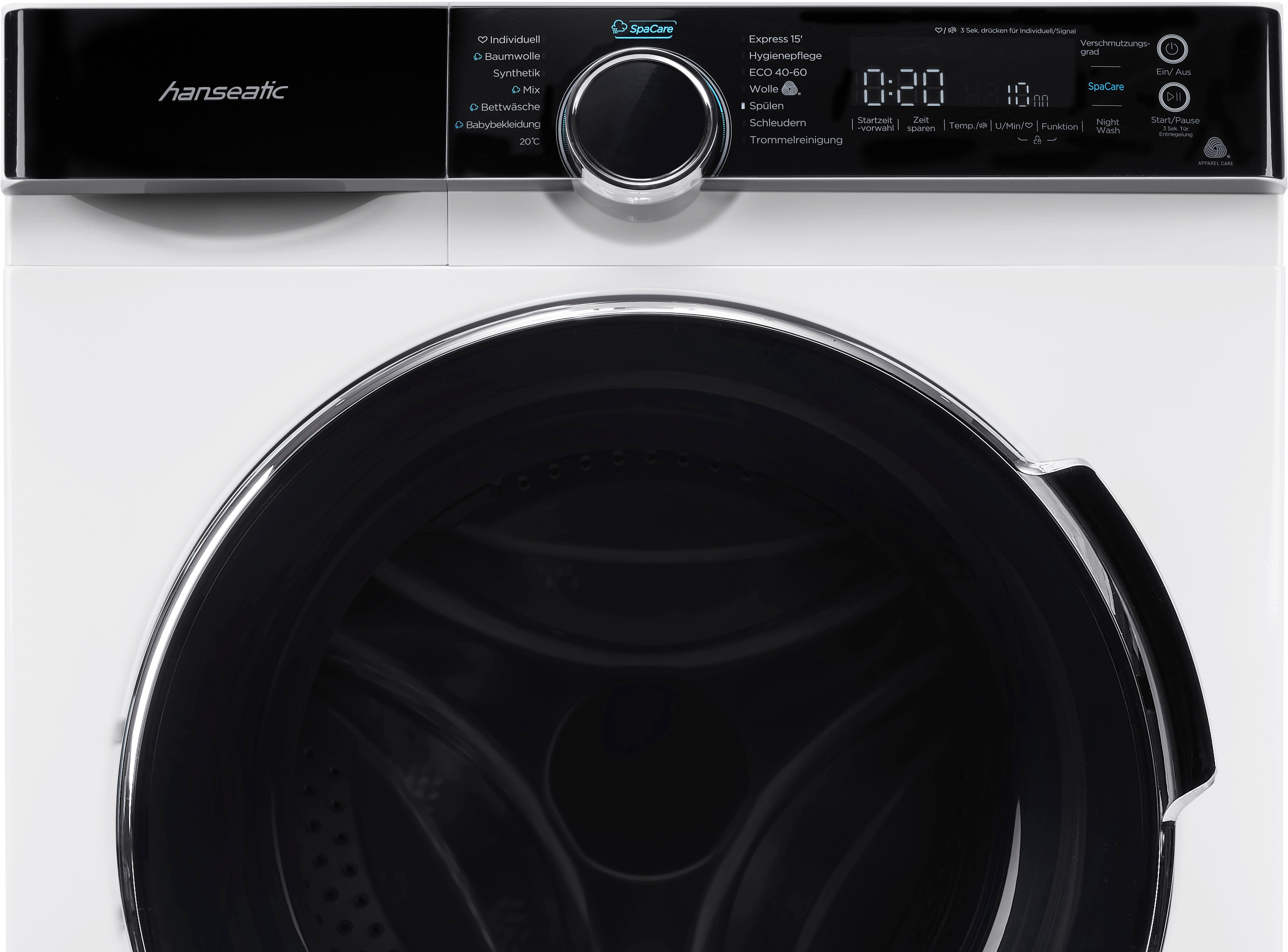 Hanseatic Waschmaschine HWMK814A, 8 kg, 1400 U/min, Mengenautomatik, Nachtwaschprogramm, Überlaufschutz, Dampfoption