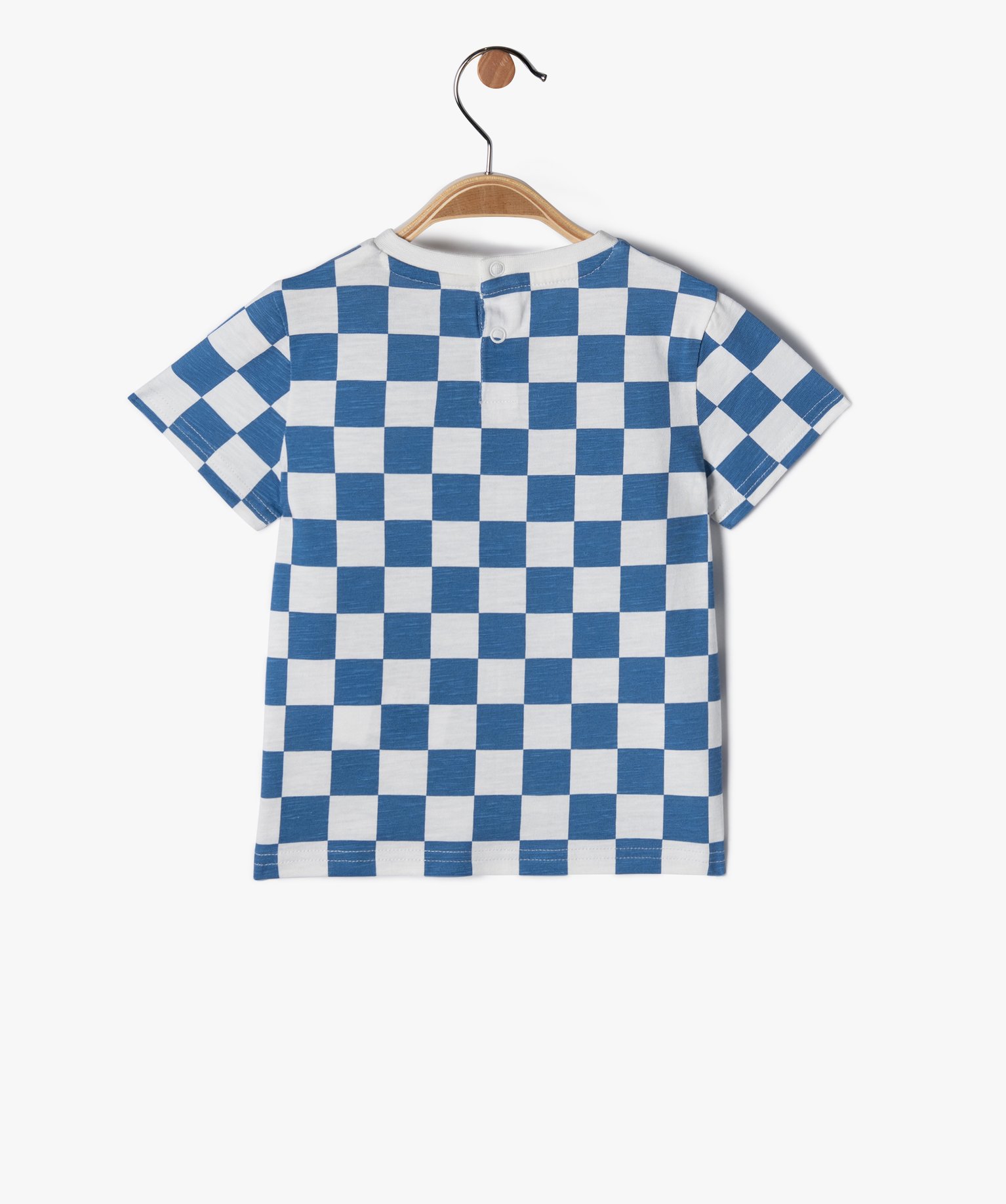 Tee-shirt bébé Garçon à manches courtes imprimé carreaux bleu | GEMO