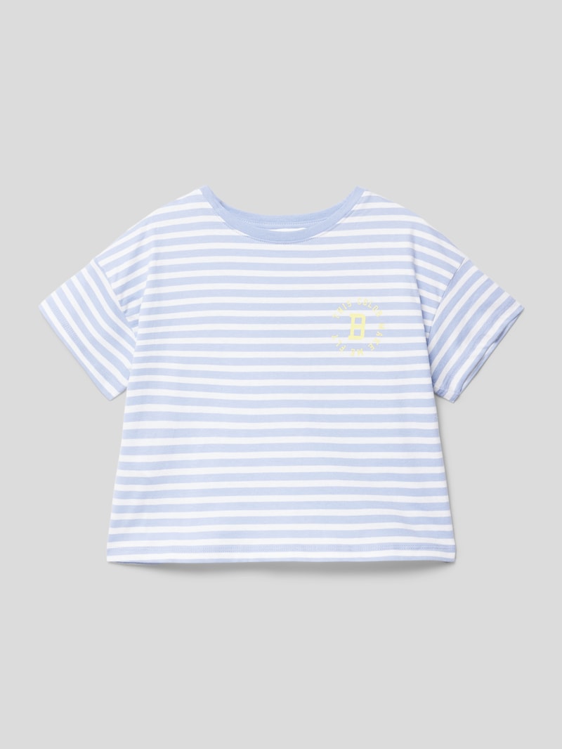 T-Shirt mit Streifenmuster Modell 'fresh' in hellblau