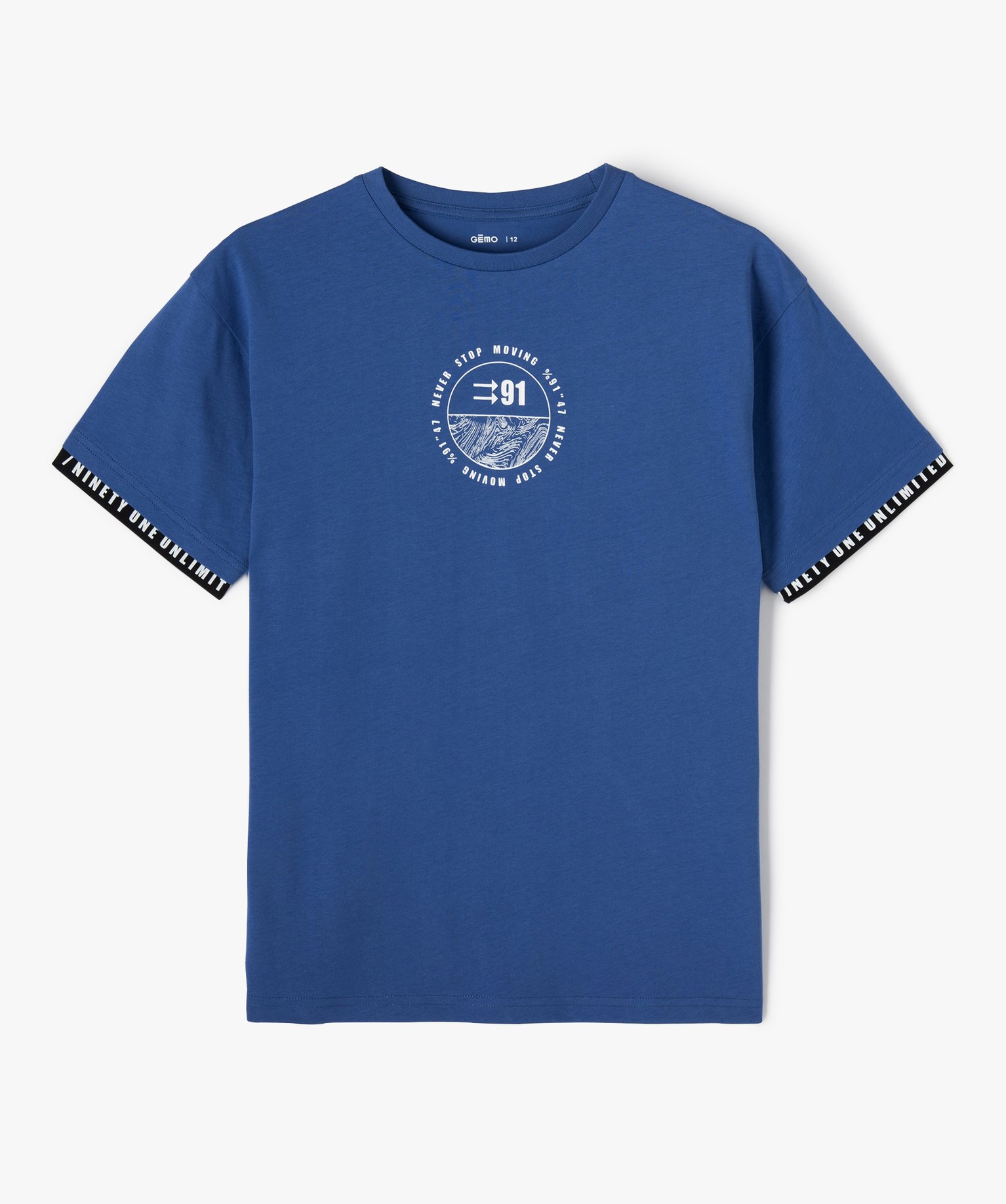 Tee-shirt manches courtes à manches et dos fantaisie Garçon bleu | GEMO