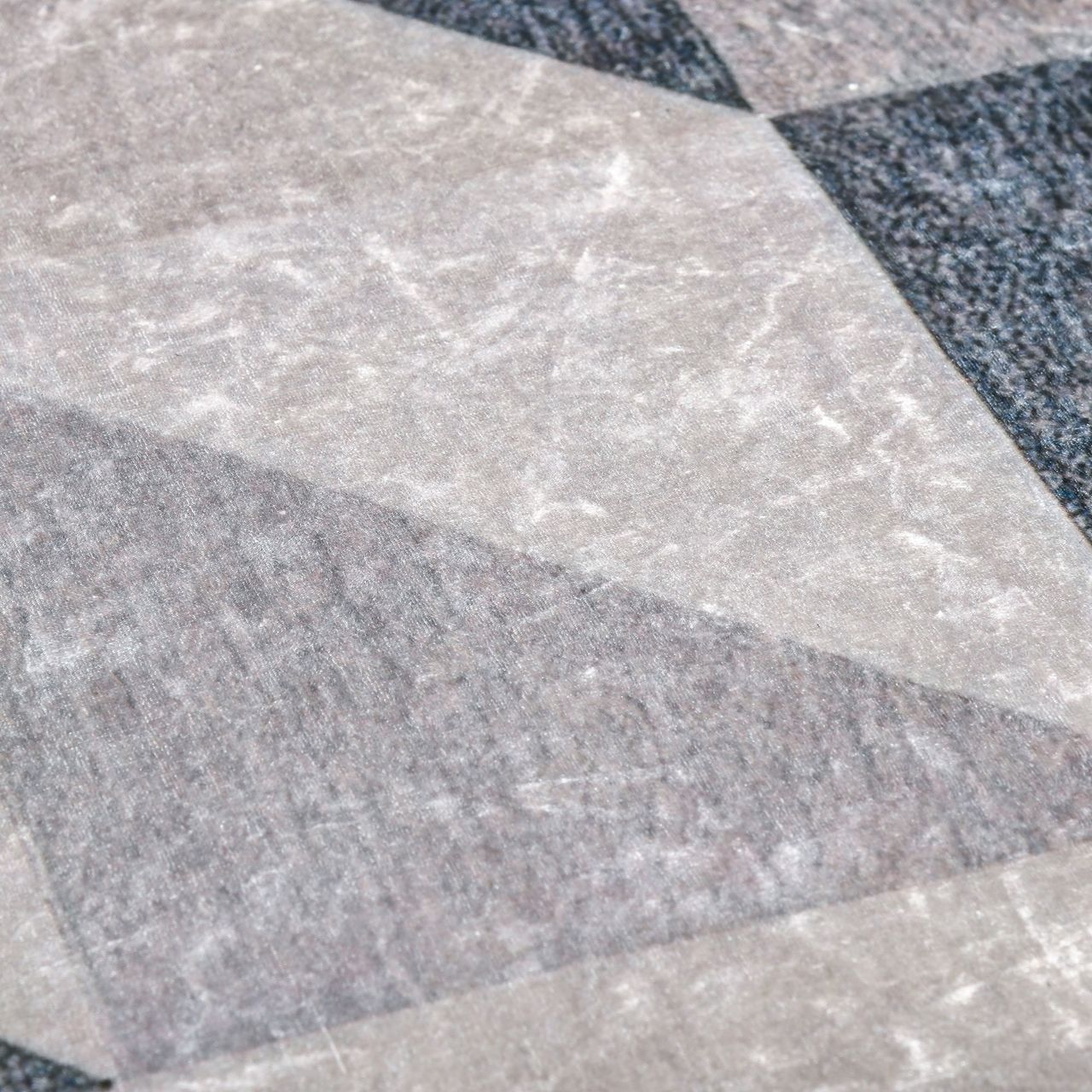 HOMCOM Teppich im Trenddesign moderner Teppich mit geometrischen Formen für Wohnzimmer Schlafzimmer Küche Polyester Grau Schwarz Weiß 120 x 170 cm