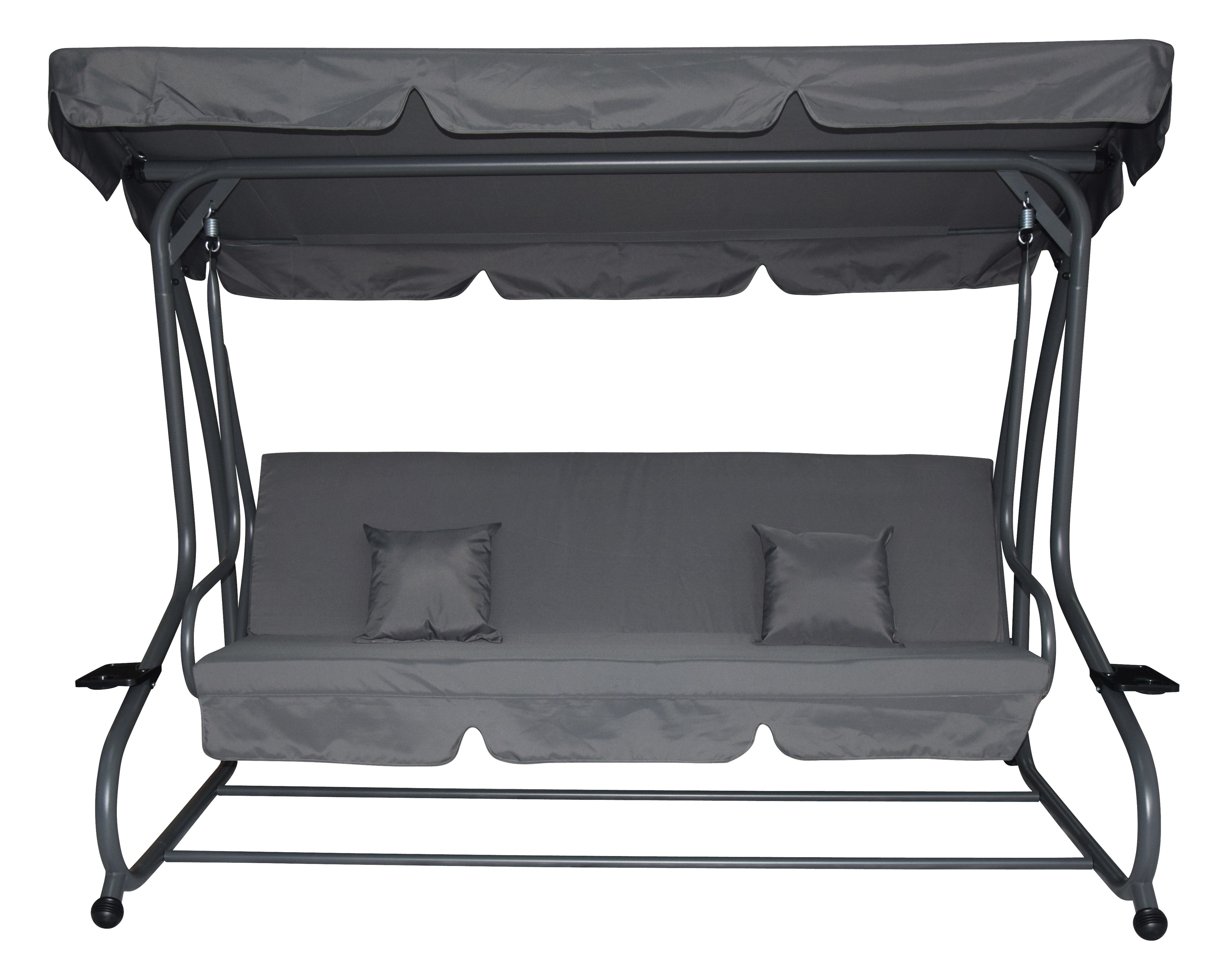 Pure Home & Garden Hollywoodschaukel Hollywoodschaukel mit Bettfunktion Askim anthrazit 4 Sitzer, 4-Sitzer, inkl. Auflagen
