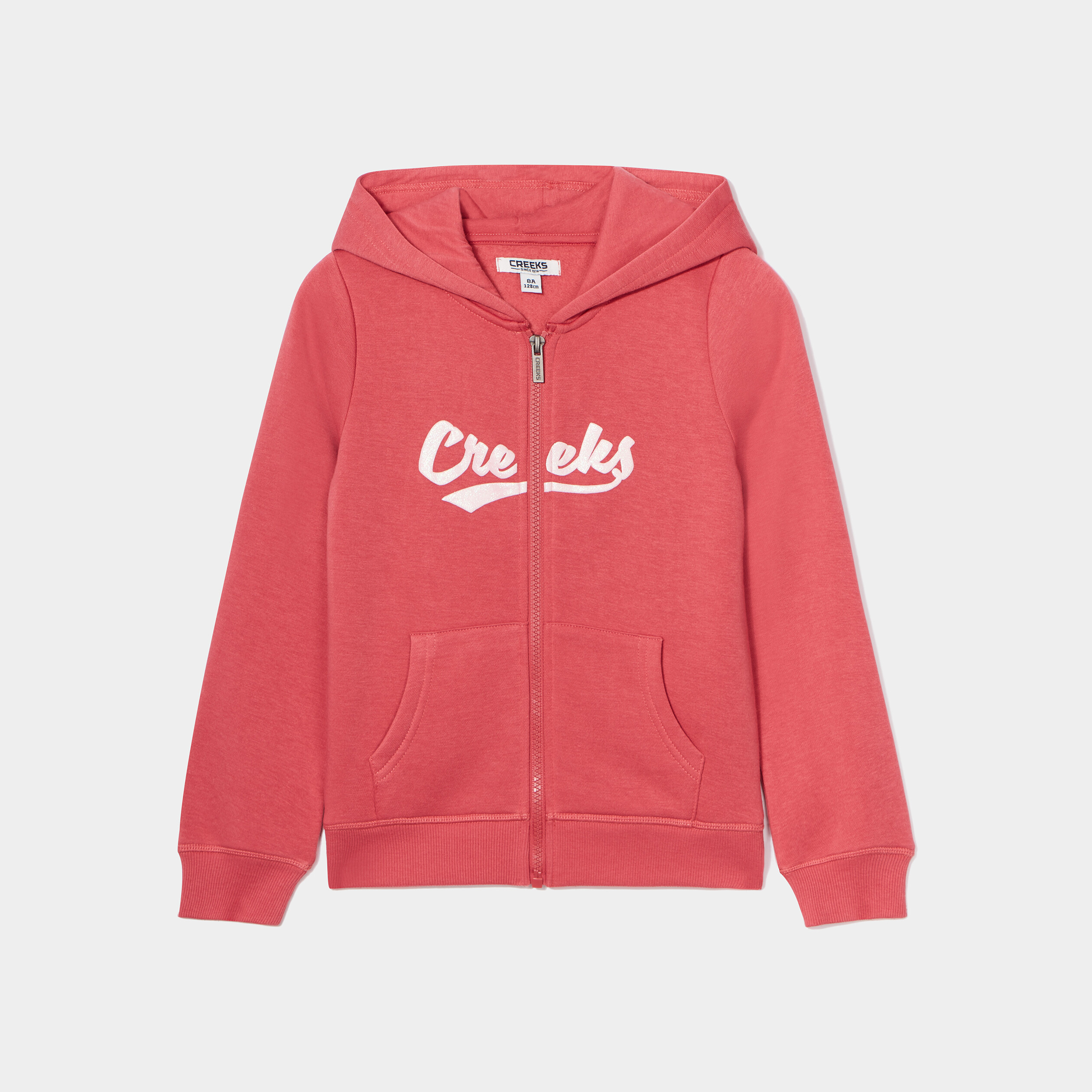 Sweat zippé à capuche Creeks rose framboise fille | La Halle