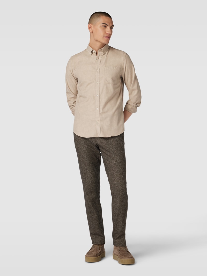 Freizeithemd mit Under-Button-Down-Kragen Modell 'trostol' in taupe