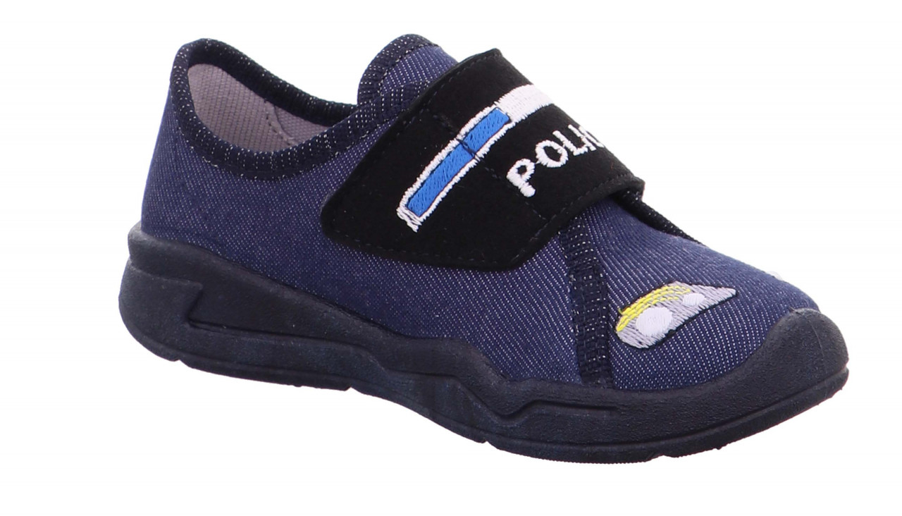 BENNY - Blau Hausschuh mit Klettverschluss