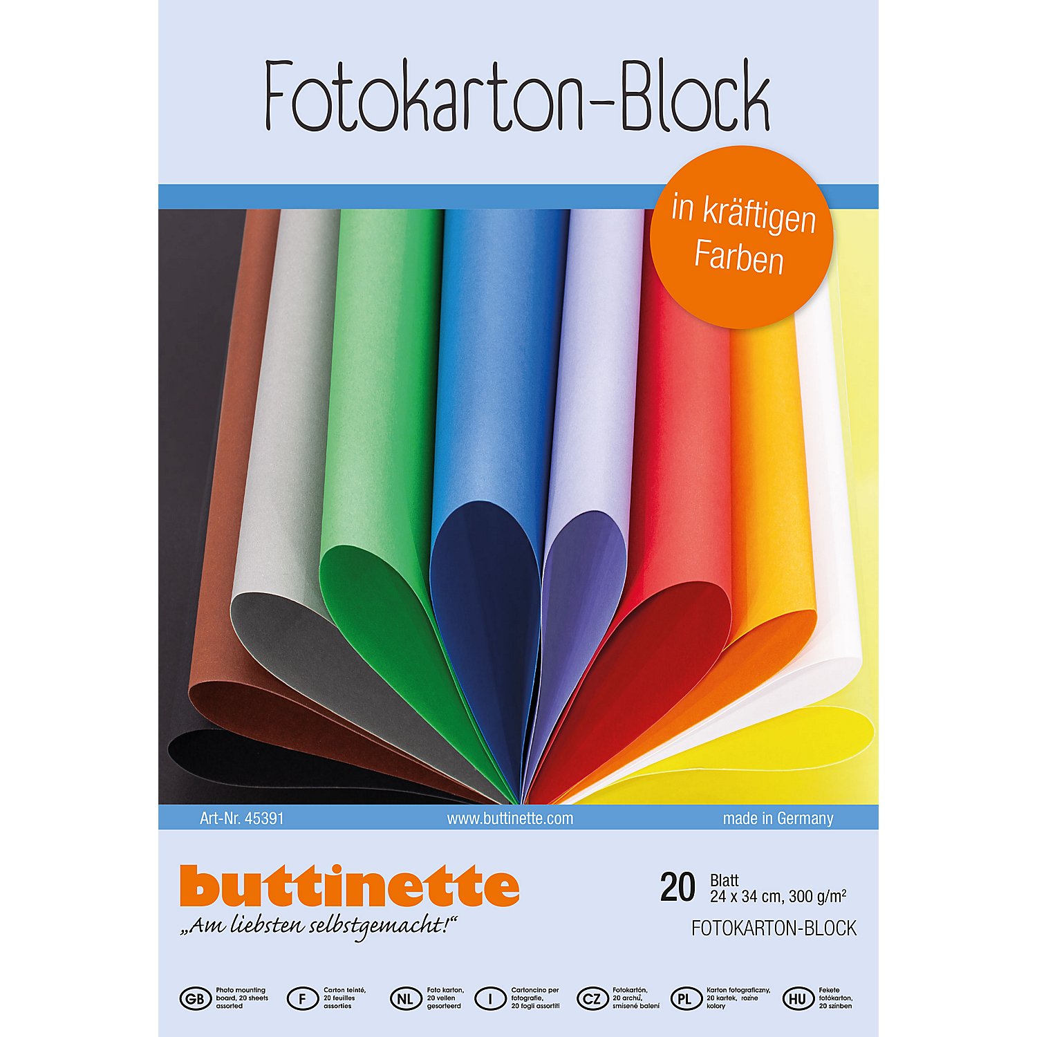 buttinette Fotokarton-Block, bunt, 24 x 34 cm, 20 Blatt