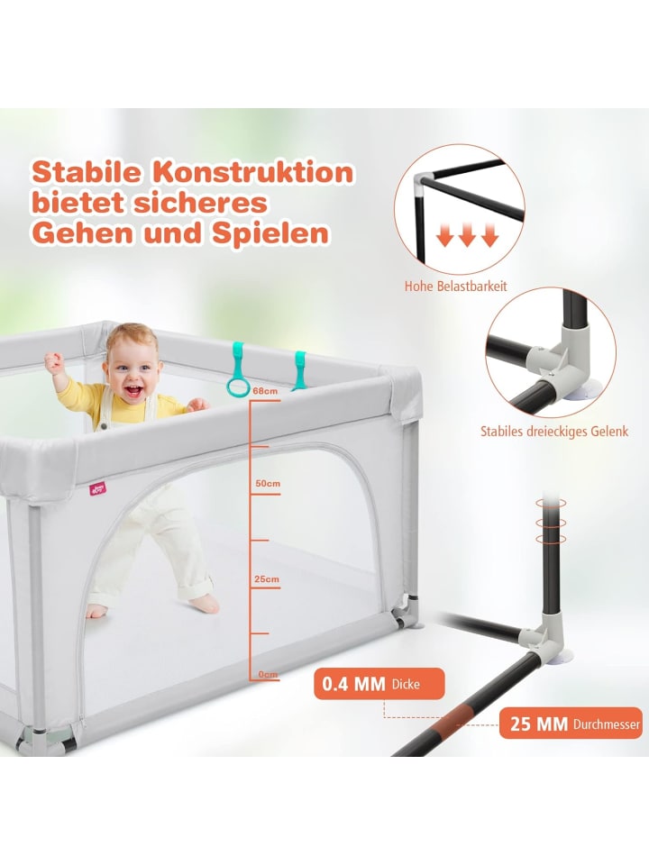 COSTWAY Laufgitter 120cm mit 50 Spielbällen in Grau günstig kaufen onesize