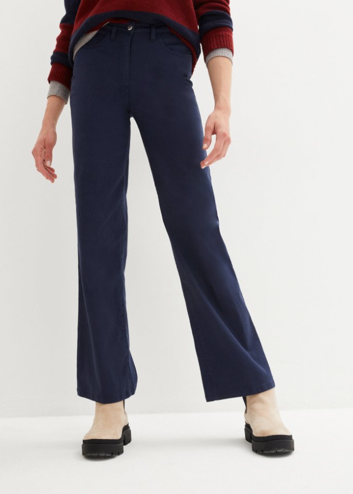 Stretch-Hose, high waist, weites Bein