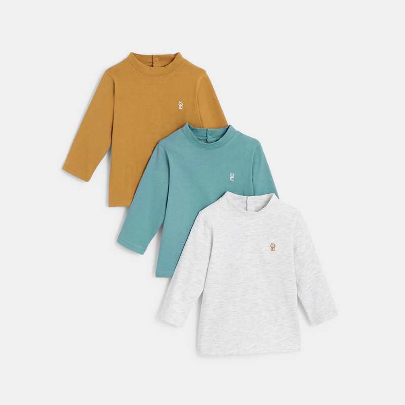 T-shirt uni (lot de 3) vert bébé garçon
