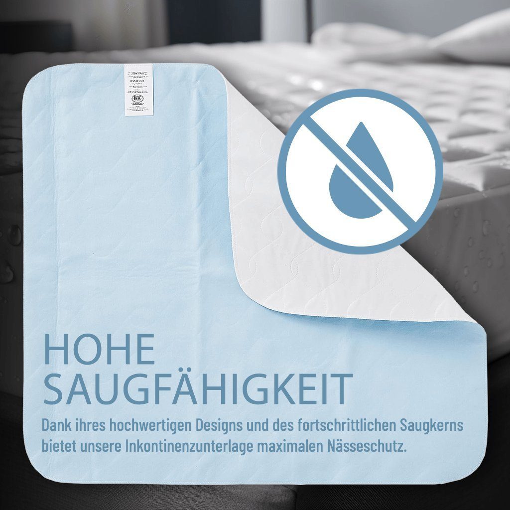 Inkontinenzauflage Waschbare Inkontinenzunterlage für Betten, Nässeschutz, Bettschutz IEA Medical, wasserdicht, Saugstark, wiederverwendbar mit hohem Liegekomfort