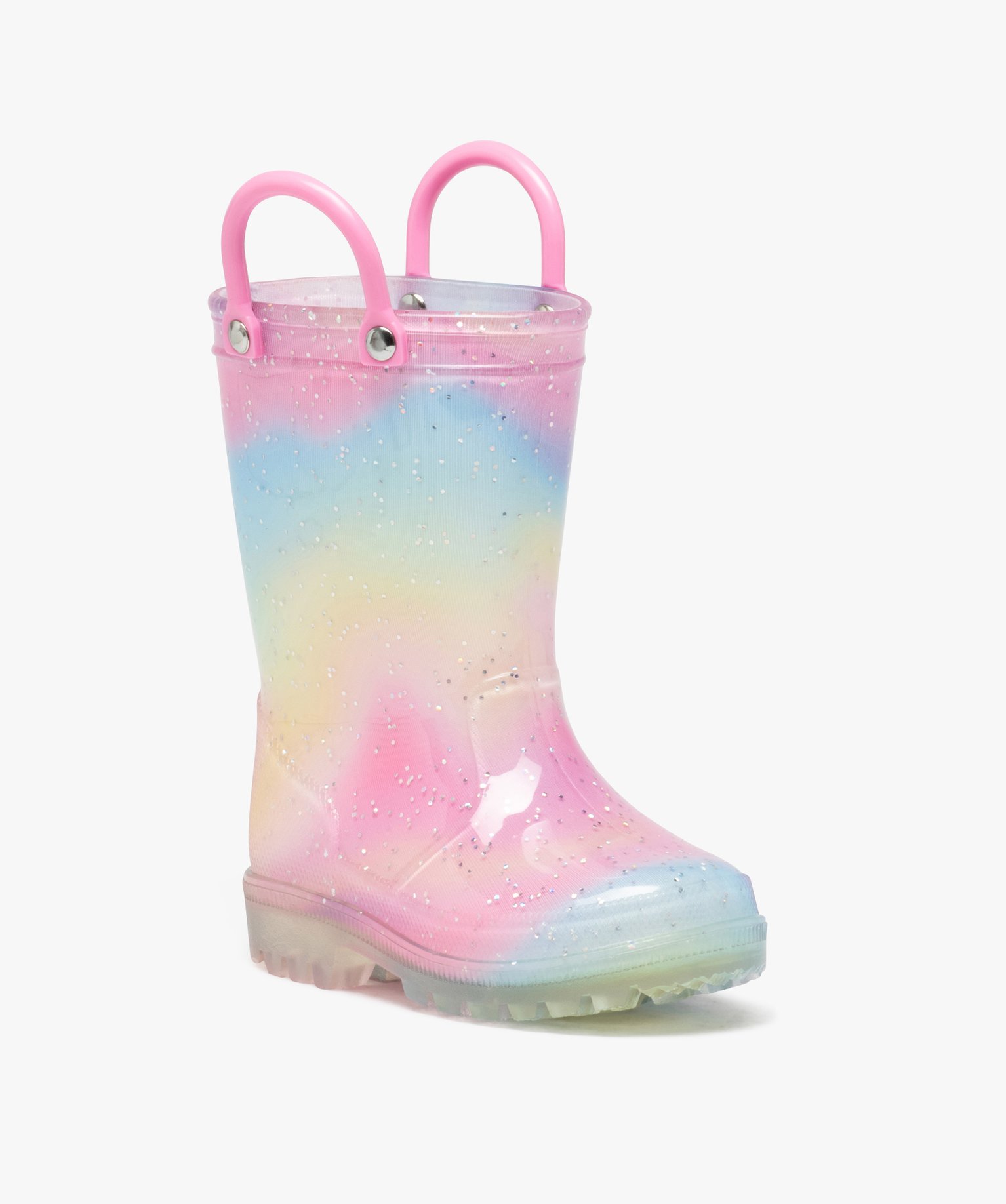 Bottes de pluie bébé fille à paillettes avec anses multicolore | GEMO