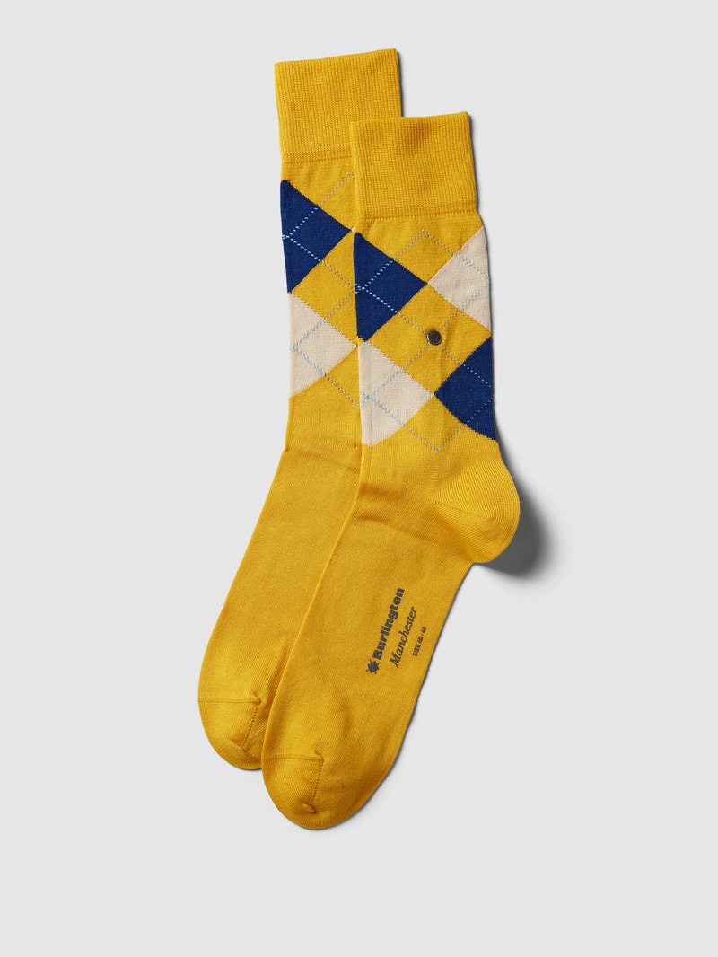 Socken mit Label-Print Modell 'MANCHESTER' in dunkelgelb