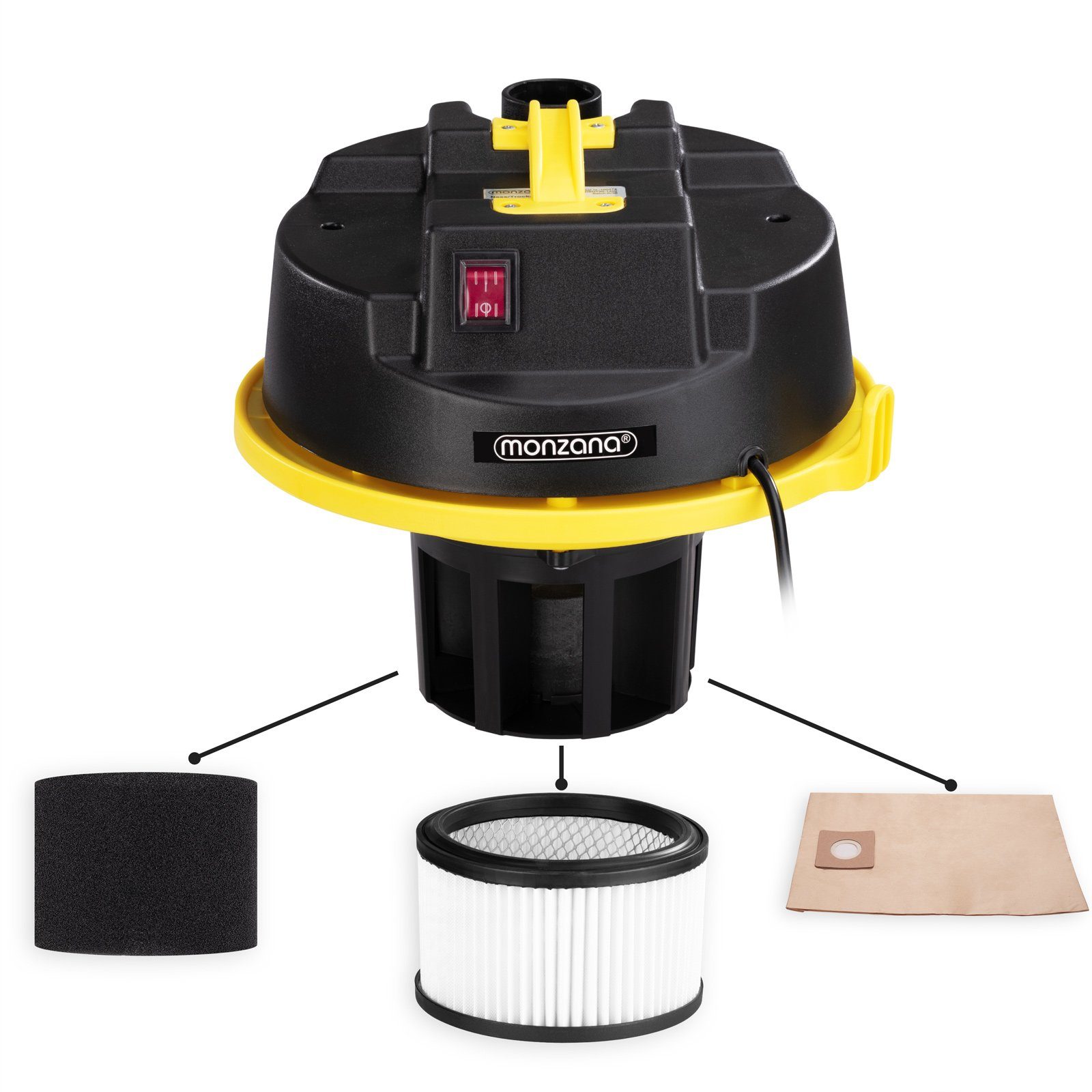 monzana Bodenstaubsauger, 1800 W, ohne Beutel, Blasfunktion 21kPa Saugleistung HEPA Filter 10m Radius Mehrzwecksauger