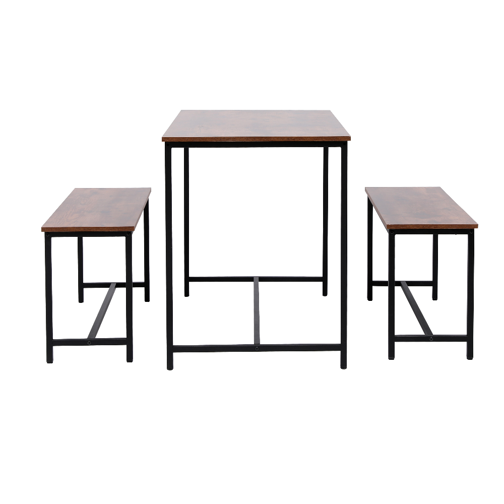 Happy Home Esszimmertischset Dining Set mit 1 Tisch & 2 Sitzbänken HWT55-HOL