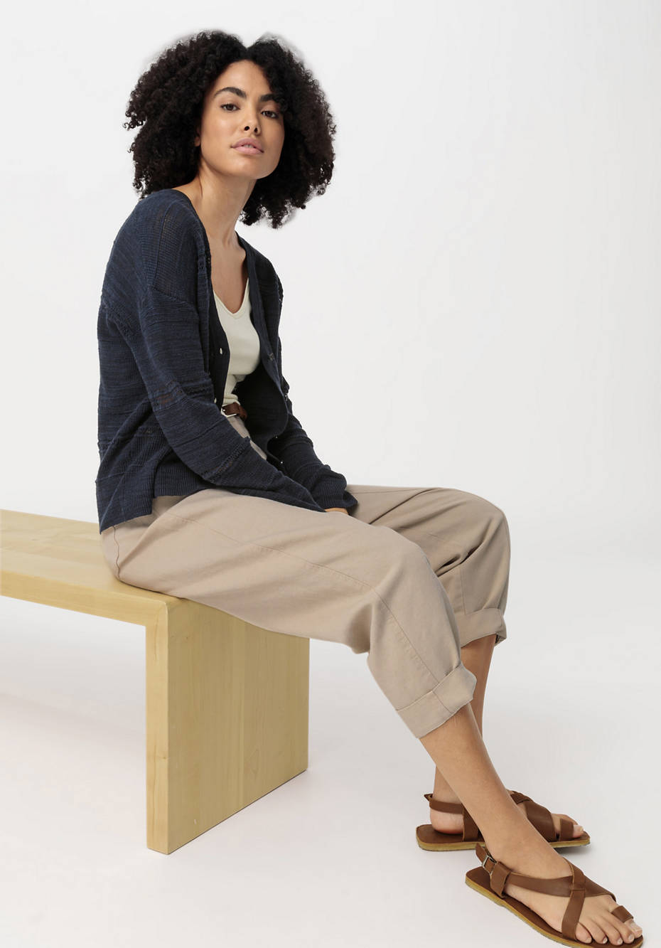 Strickjacke aus Leinen mit Bio-Baumwolle