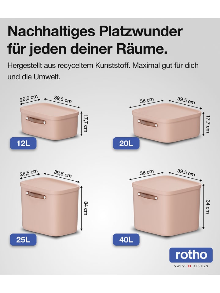 Rotho 4er-Set Kiste mit Deckel Maloja 40l in Meadow rose günstig kaufen onesize