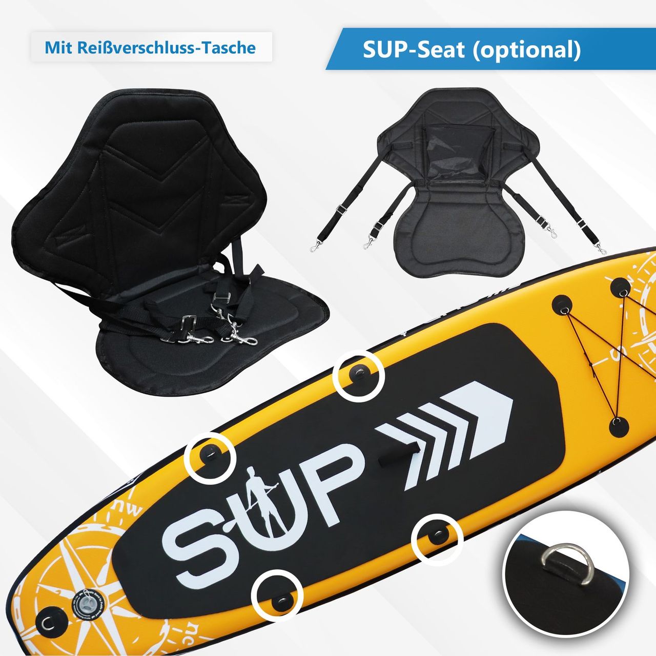 TroniTechnik 24MOVE® Standup Paddle Board SUP, inkl. Zubehör, Paddel und Hochdruckpumpe, ORANGE, 366x80x15cm
