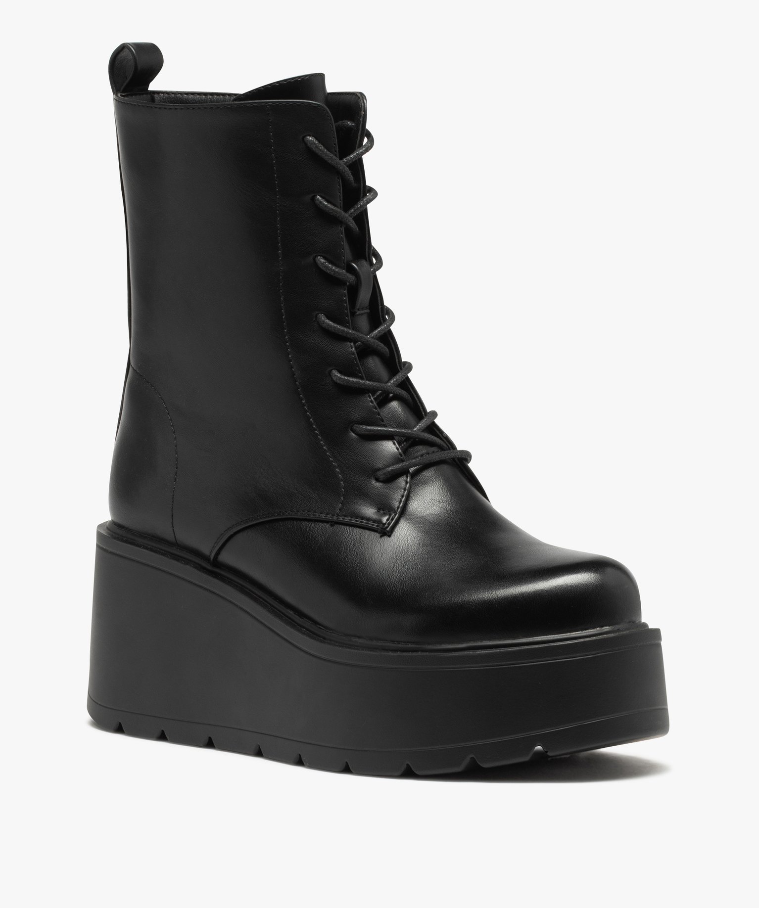 Boots femme unies à talon compensé noir | GEMO