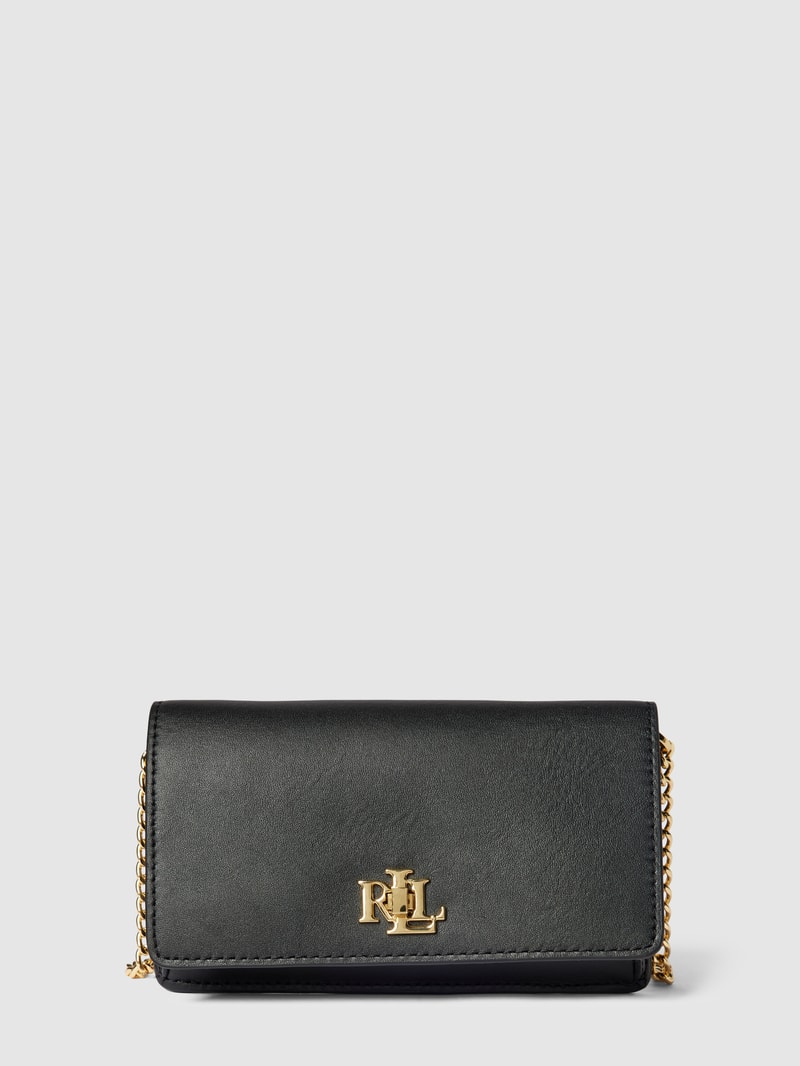 Clutch mit Label-Applikation in schwarz