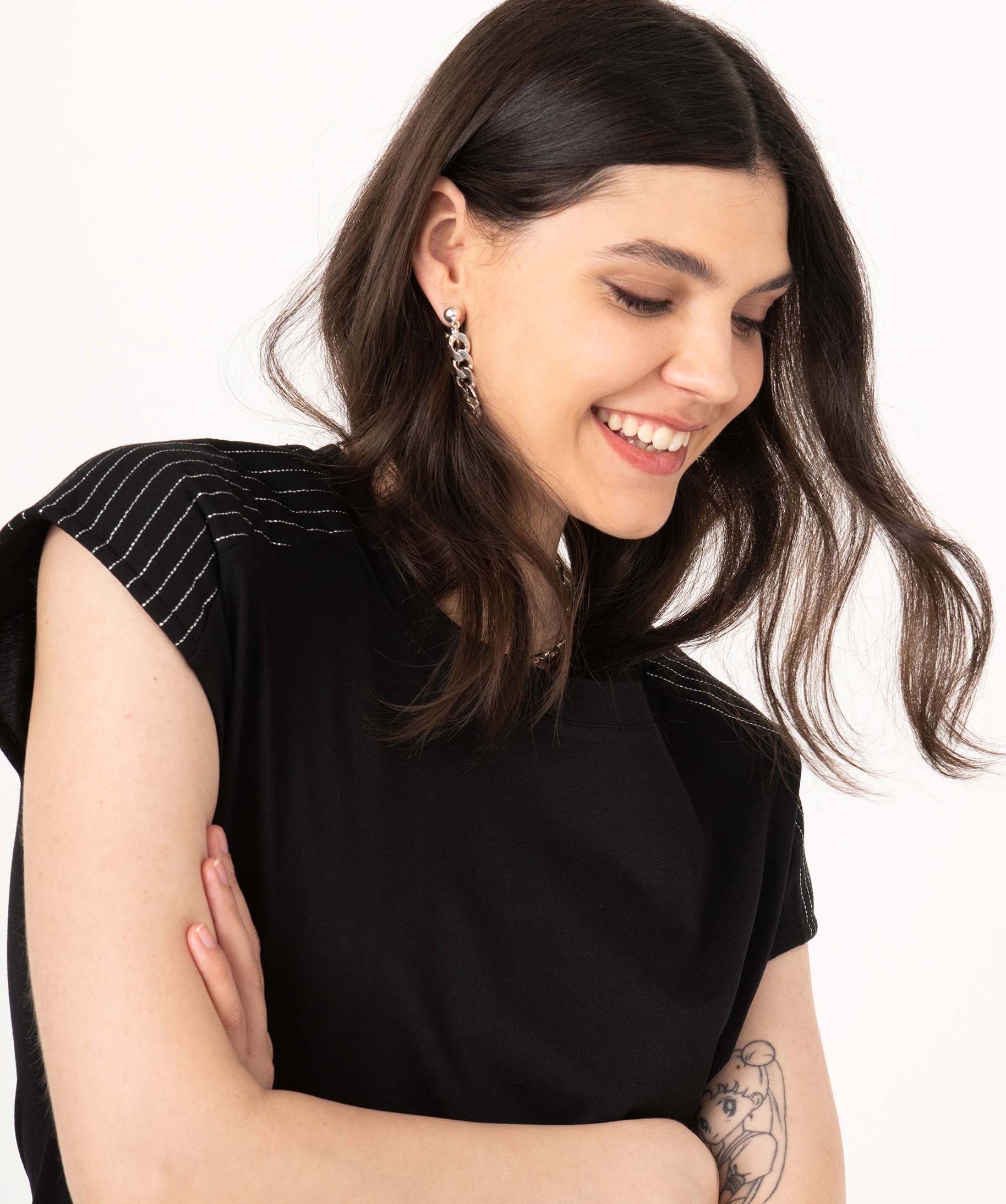 Tee-shirt sans manches coupe loose femme noir | GEMO