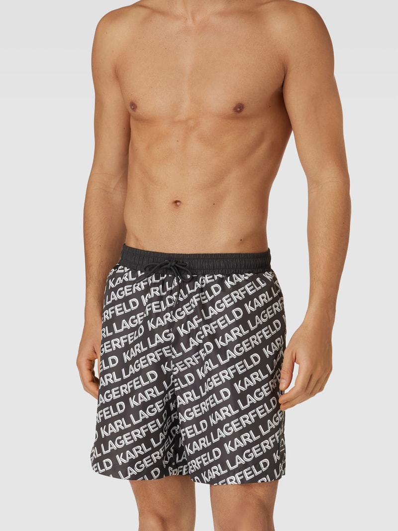 Badehose mit elastischem Bund in schwarz