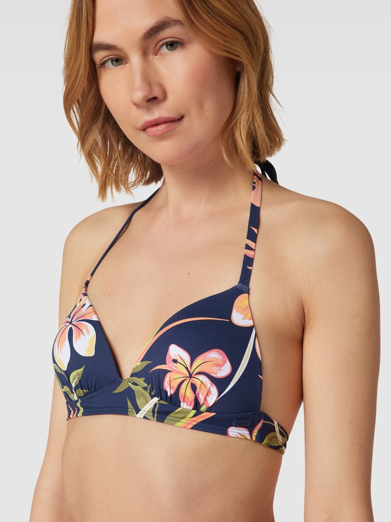 Bikini-Oberteil mit floralem Muster Modell 'INTO THE SUN' in marineblau