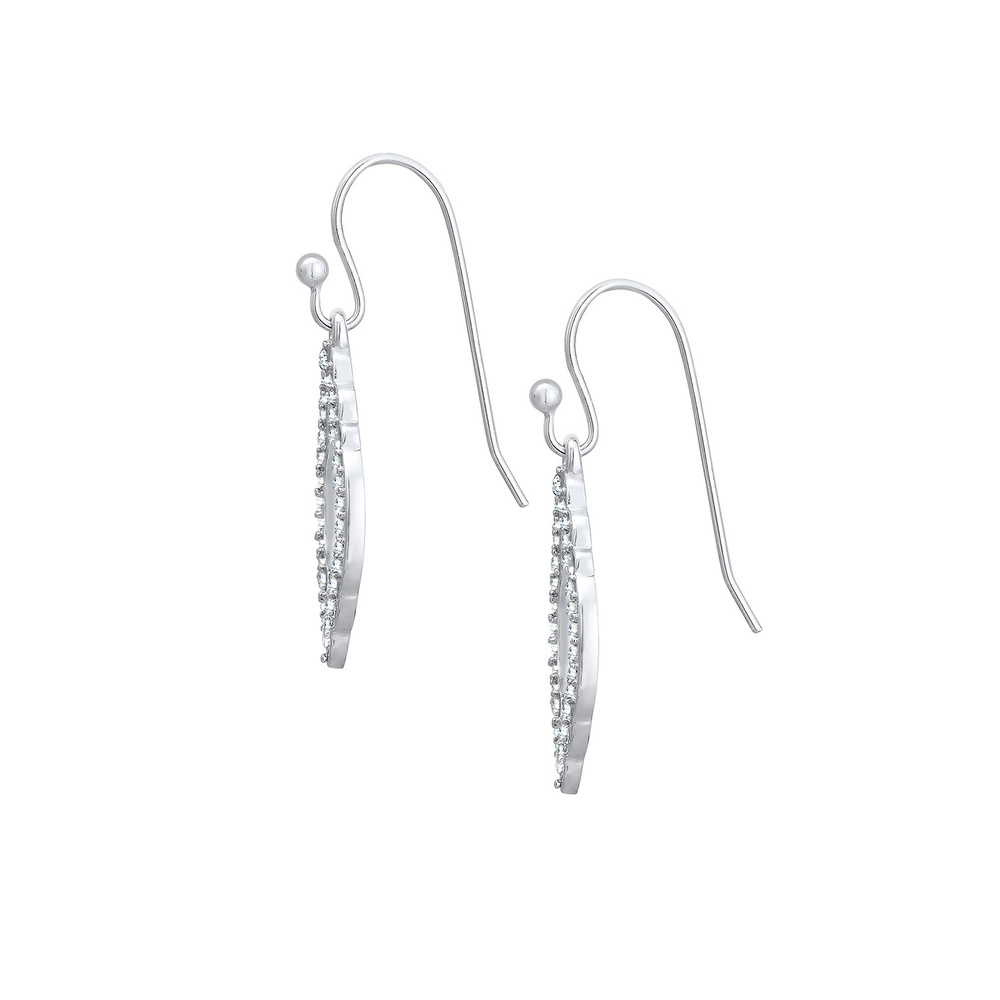 Elli Elli Boucles d'Oreilles Hänger Ornament Kristalle 925 Silber Boucles d'oreilles