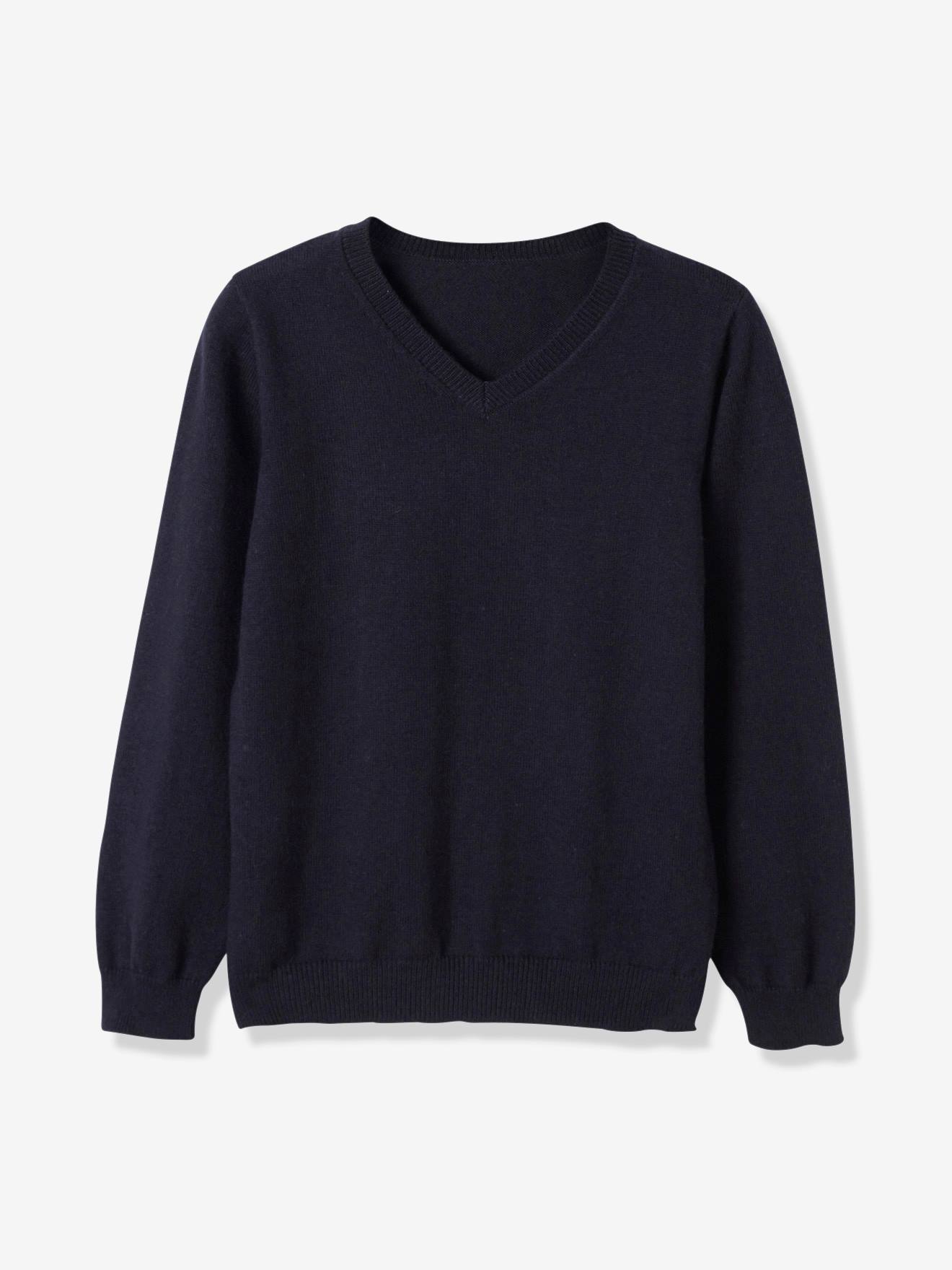 Pull col V garçon gris foncé