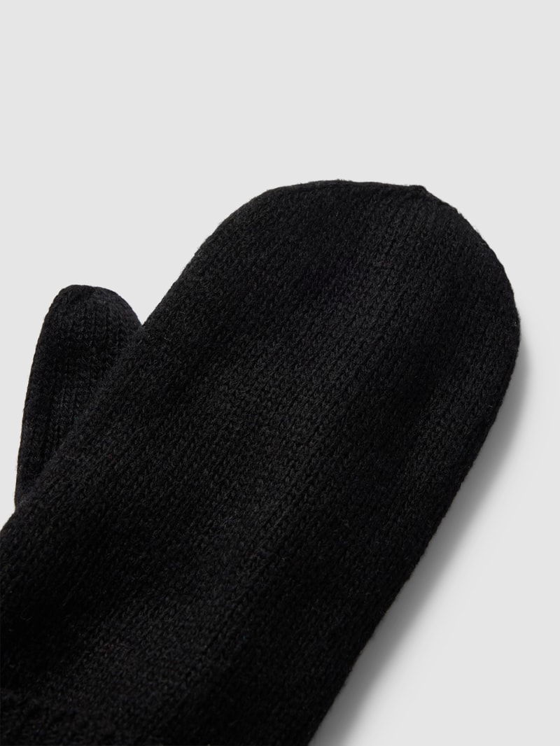 Handschuhe aus Wolle mit breitem Umschlag in schwarz