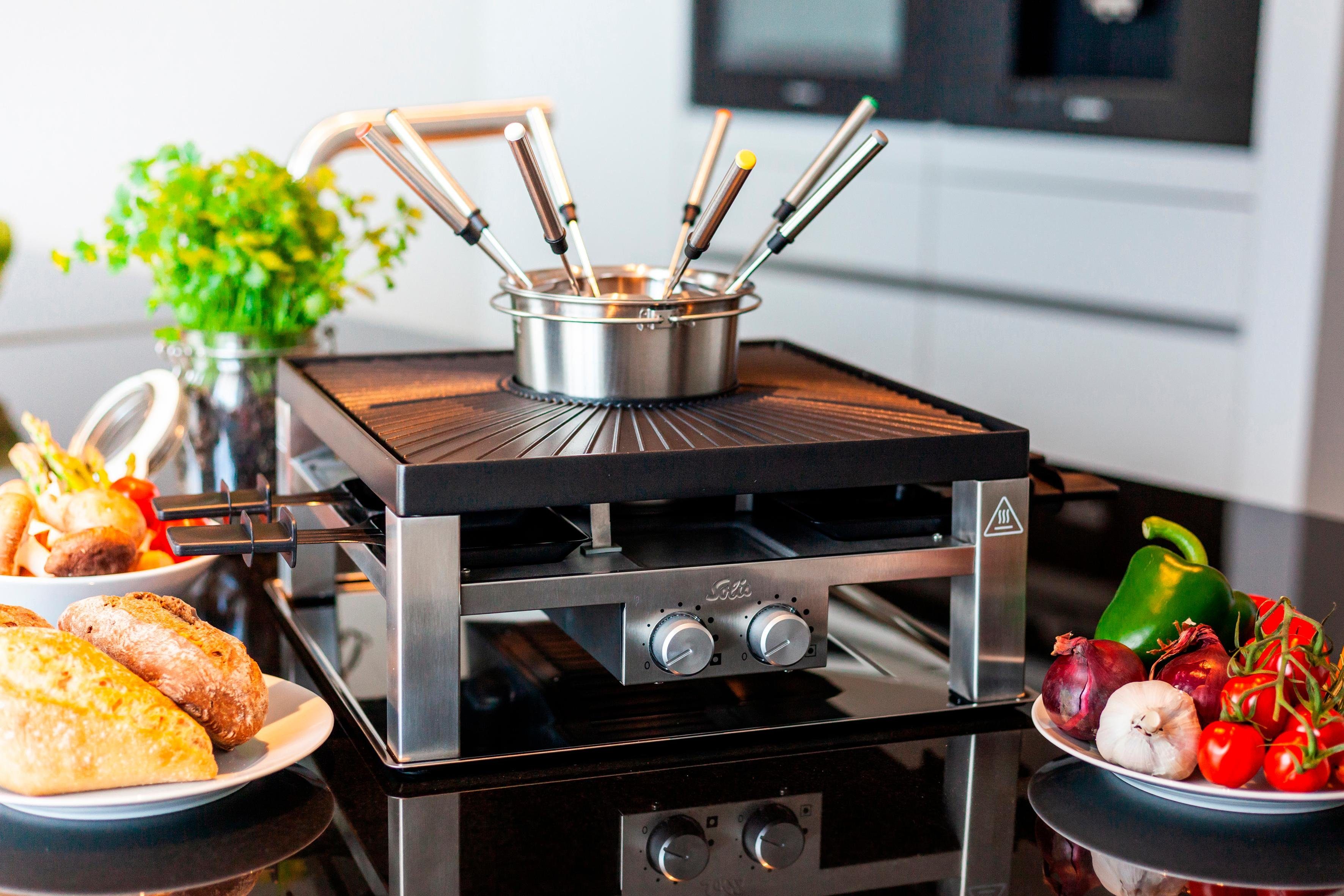 SOLIS OF SWITZERLAND Tischgrill SOLIS Combi Grill, 2000 W, 3 in 1, Fondue, Raclette