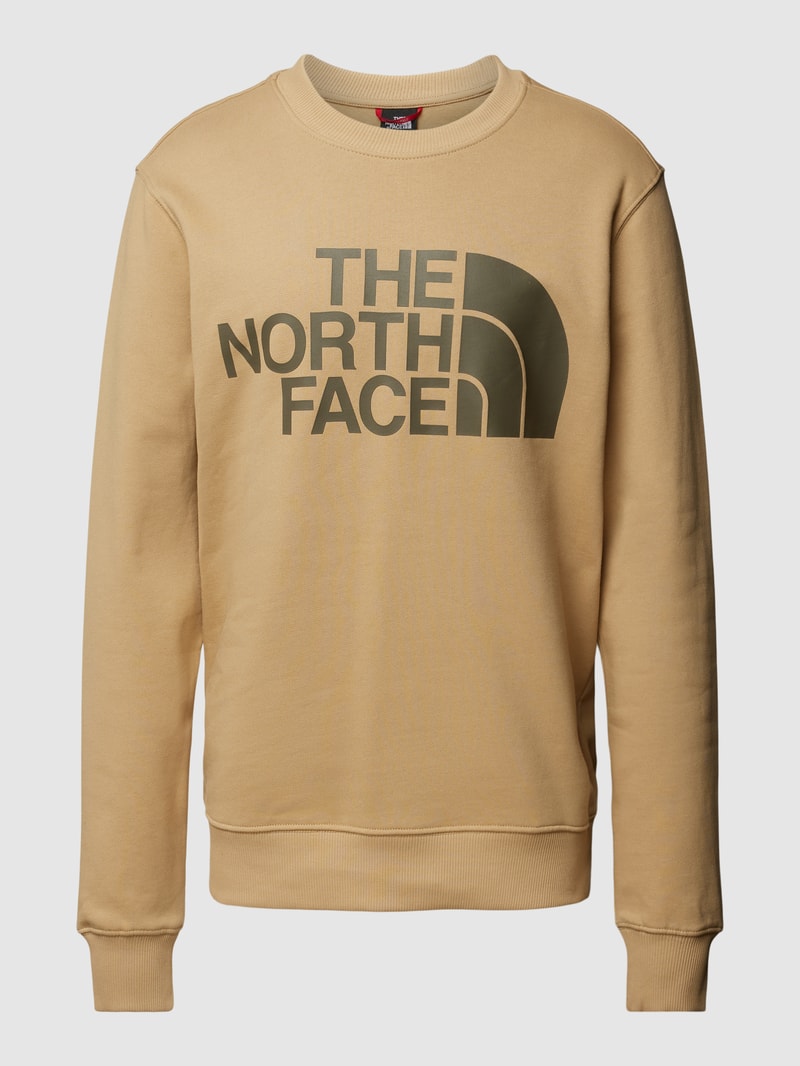 Sweatshirt mit Label-Print und Rundhalsausschnitt in beige