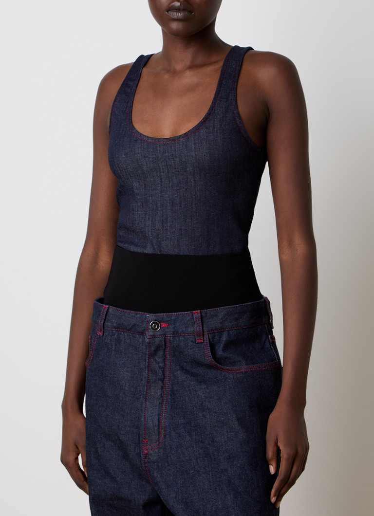Alaïa Chambray bodysuit with backless design