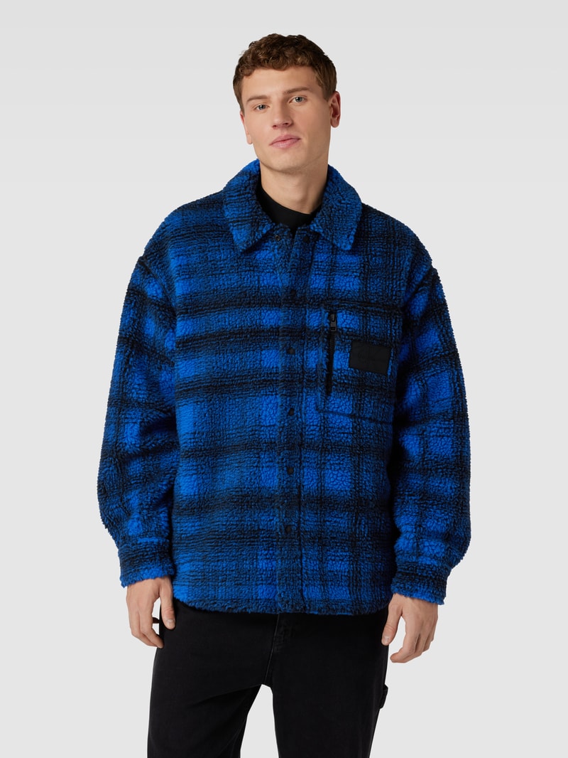 Hemdjacke mit Tartan-Karo in royalblau