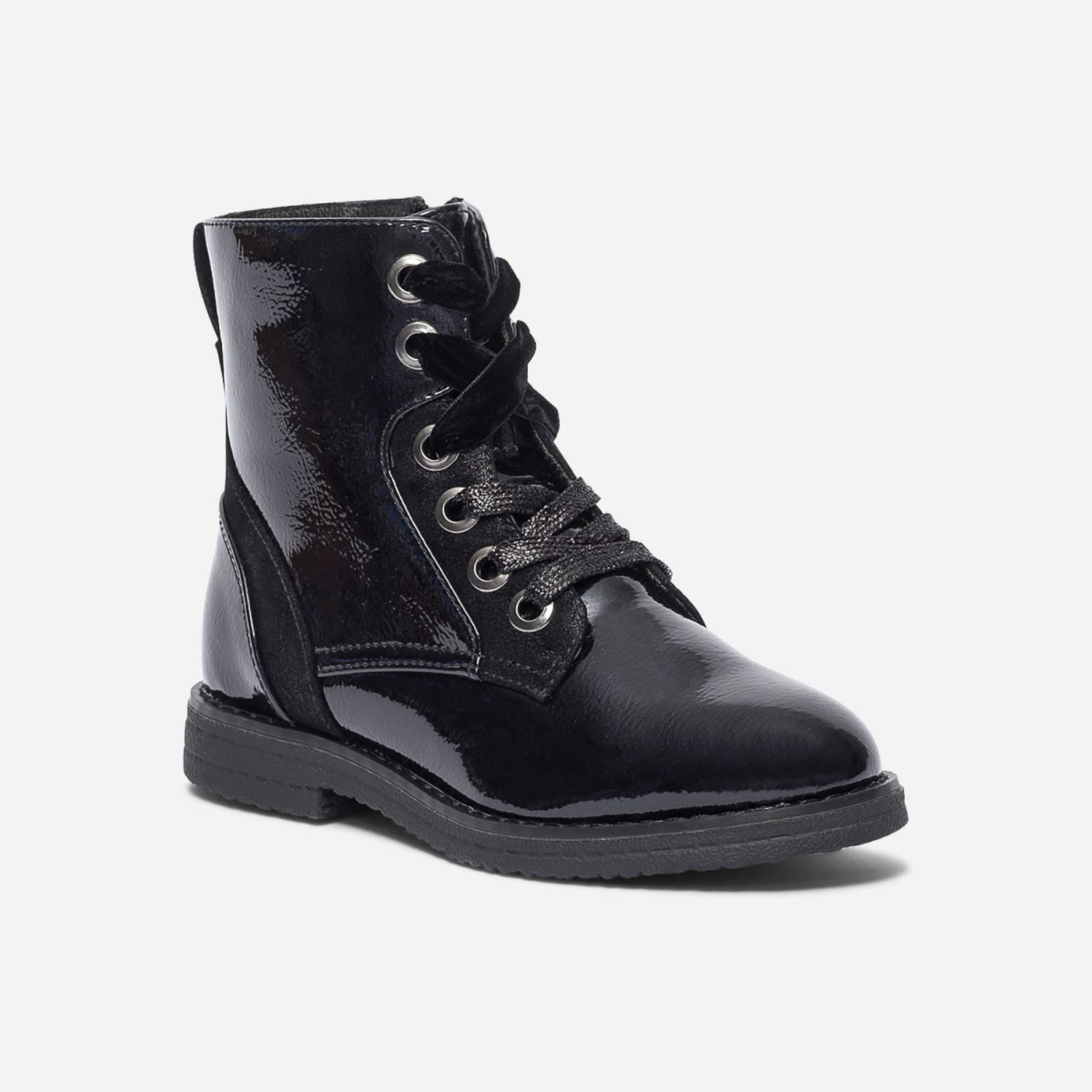 Bottine noire vernie à lacets