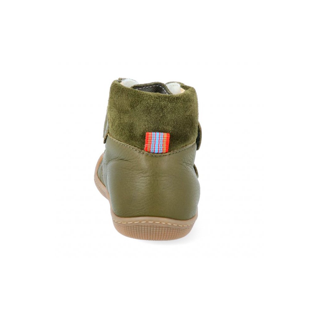 Koel4kids Emil Nappa TEX Wool Khaki T003.102-350 mit Wolle gefütterte Barfuß-Stiefeletten