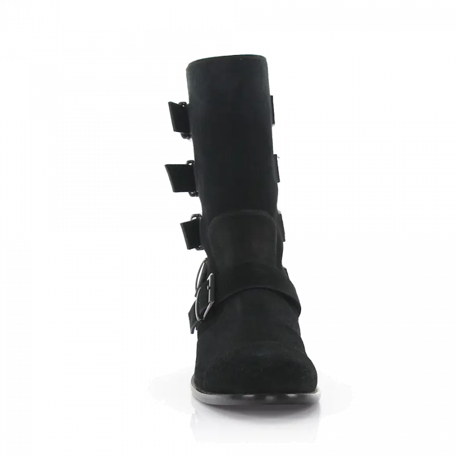 Giuseppe Zanotti - Stiefel Veloursleder Zierschnalle schwarz - schwarz