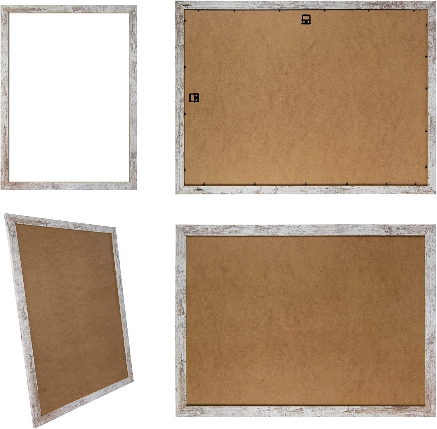 Clamaro Bilderrahmen Bilderrahmen Vintage Weiss CLAMARO Collage nach Maß FSC® Holz Modern eckig M3016 18x25 in Vintage Weiss