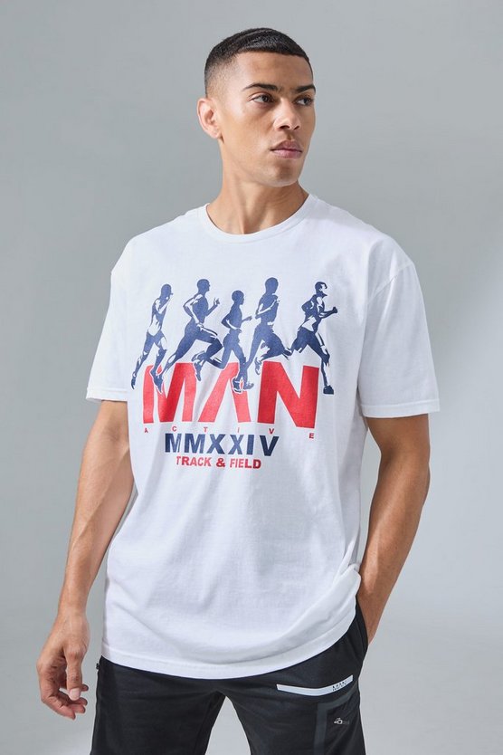 Man Active Oversize T-Shirt mit Athletic Track & Field Print