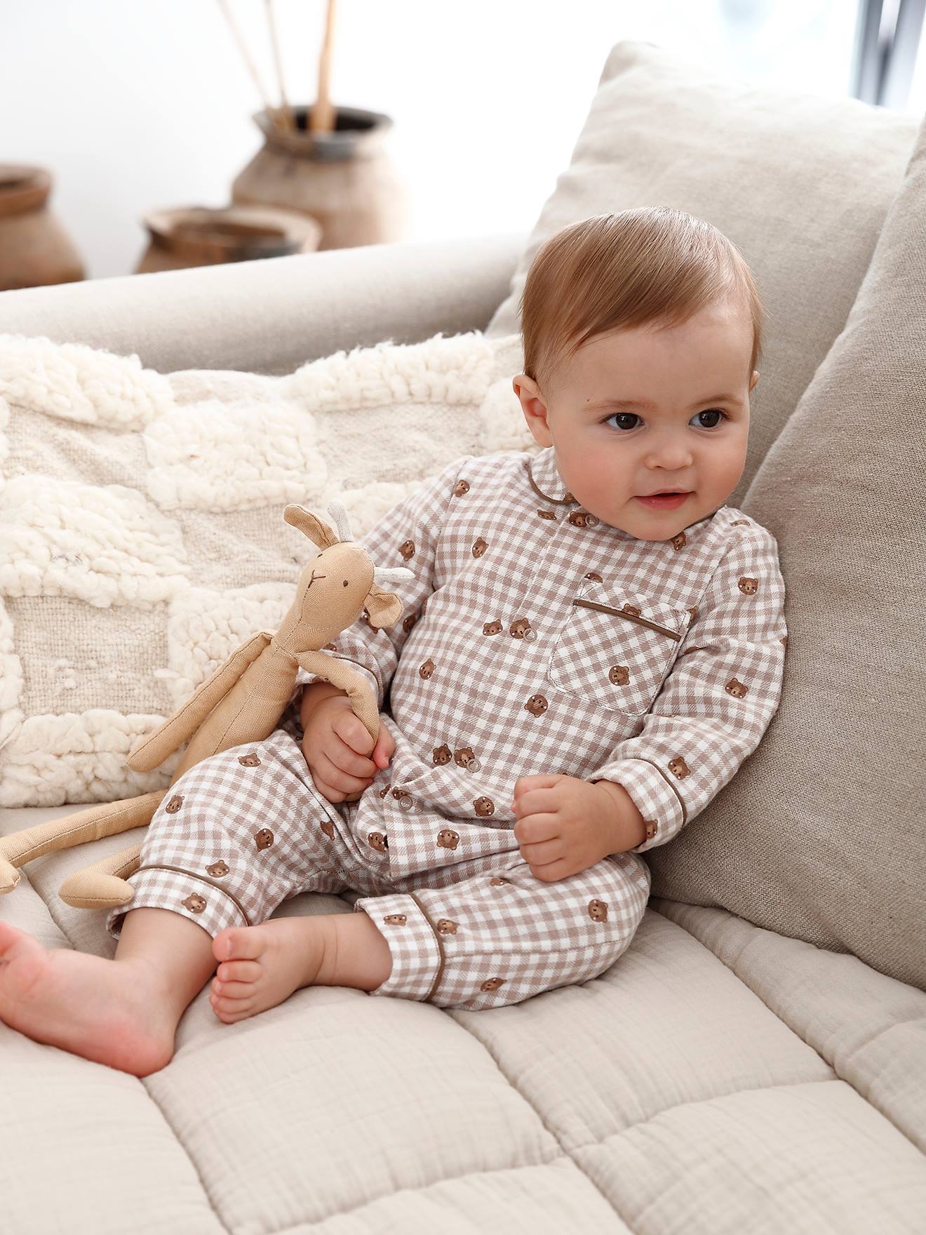 Vertbaudet Jungen Baby Strampler, Oeko-Tex - beige