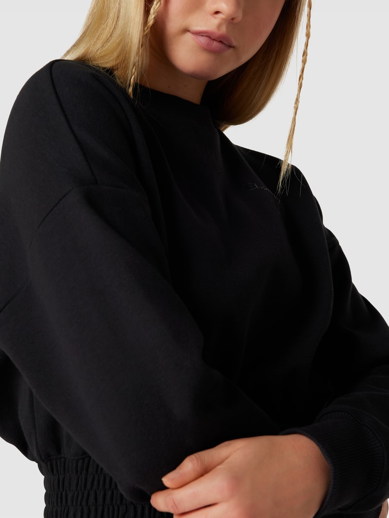 Cropped Sweatshirt mit Label-Details in schwarz