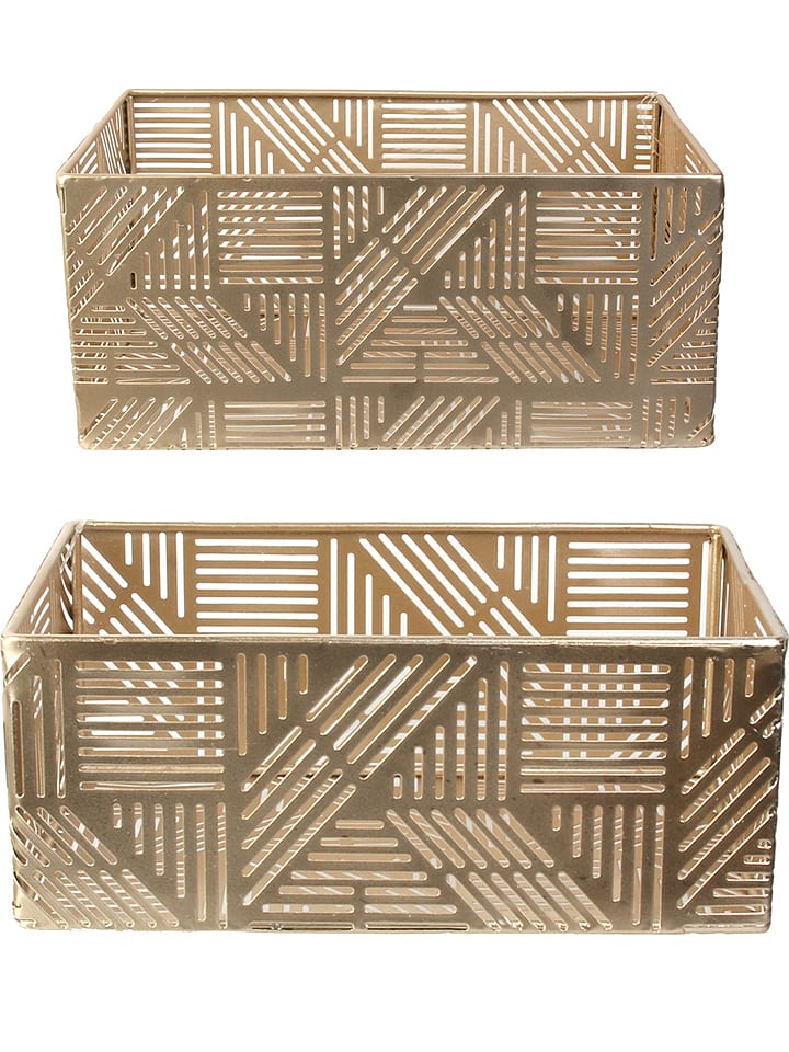 Rétro Chic 2er-Set: Aufbewahrungskörbe in Gold günstig kaufen onesize