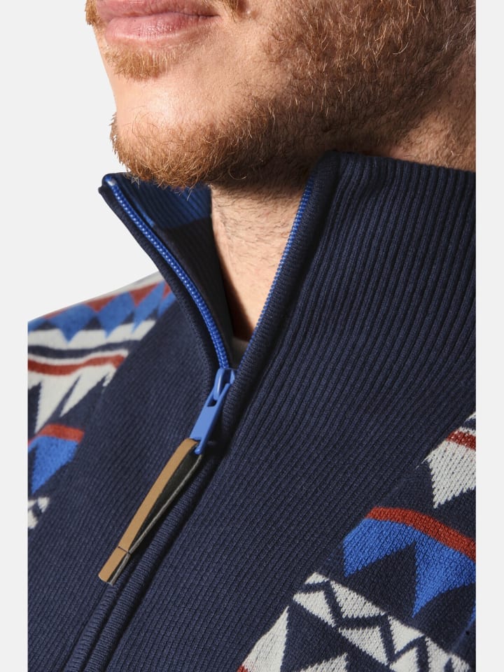 Jan Vanderstorm Pullover ERIKVALD in dunkelblau gemustert günstig kaufen